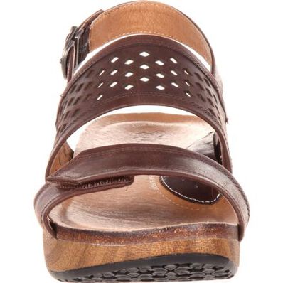 4EurSole Sprightly Women's Brown Low Wedge Slingback Sandal, , large
