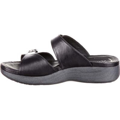 4EurSole Golden Day Women's Black Leather Slide, , large