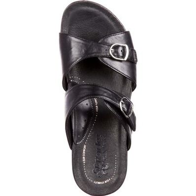 4EurSole Golden Day Women's Black Leather Slide, , large