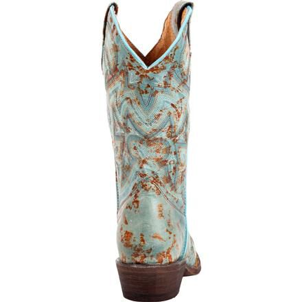Rocky HandHewn Women s Snip Toe Aqua Brown Western Boot