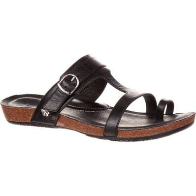 4EurSole Cool Walk Women's Toe Ring Black Flat Sandal, , large