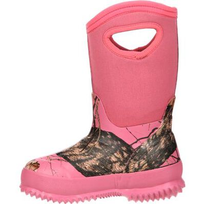 Rocky Core Little Kids' Pink Camo Waterproof 400G Insulated Rubber Boot, , large