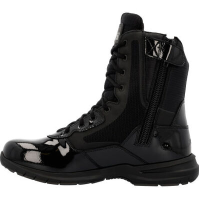 Rocky Cadet 8" Black Side Zip Public Service Boot, , large