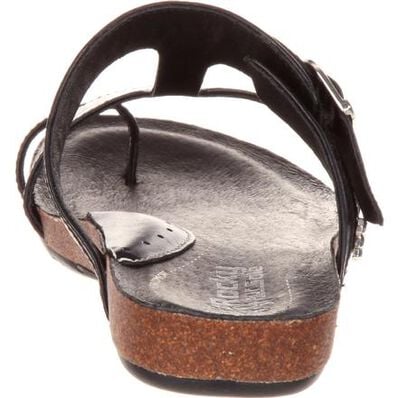 4EurSole Cool Walk Women's Toe Ring Black Flat Sandal, , large