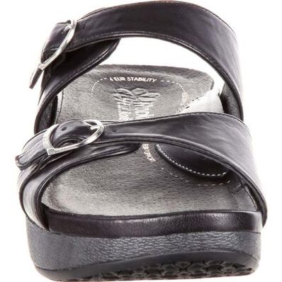 4EurSole Golden Day Women's Black Leather Slide, , large