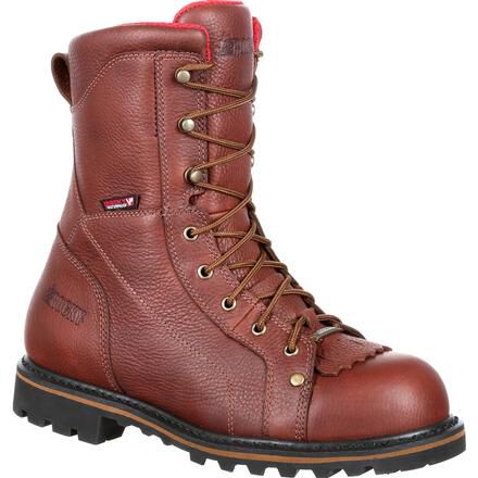 Rocky Three Cut Logger Men s Steel Toe Logger Waterproof Work Boots