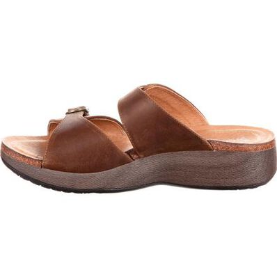 4EurSole Golden Day Women's Brown Leather Slide, , large
