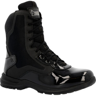Rocky Cadet 8" Black Side Zip Public Service Boot, , large