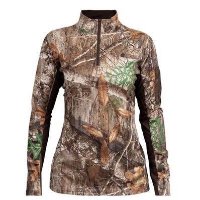Rocky Women's SilentHunter 1/4 Zip Camo Shirt, Realtree Edge, large