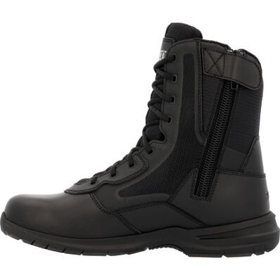 Rocky Cadet 8" Black Side Zip Public Service Boot, , large