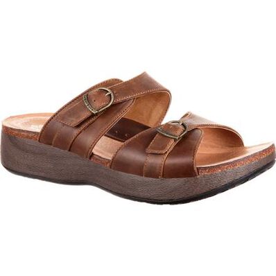 4EurSole Golden Day Women's Brown Leather Slide, , large