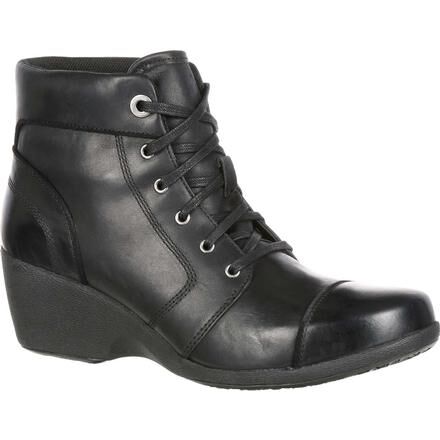 4EurSole Forte Women s Black Waterproof Wedge Lacer Boot RKH143