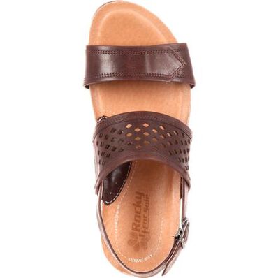 4EurSole Sprightly Women's Brown Low Wedge Slingback Sandal, , large