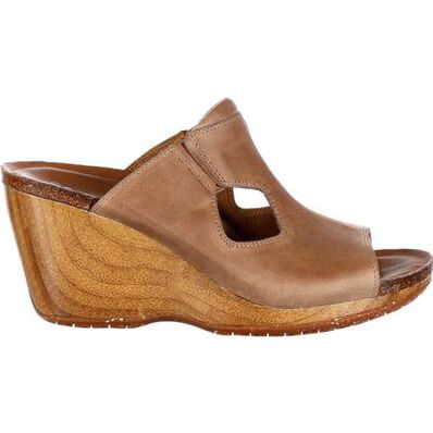 4EurSole Joyful Women's Brown Leather Slide, , large