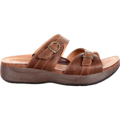 4EurSole Golden Day Women's Brown Leather Slide, , large