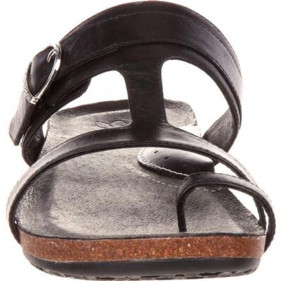 4EurSole Cool Walk Women's Toe Ring Black Flat Sandal, , large
