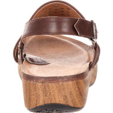 4EurSole Sprightly Women's Brown Low Wedge Slingback Sandal, , large