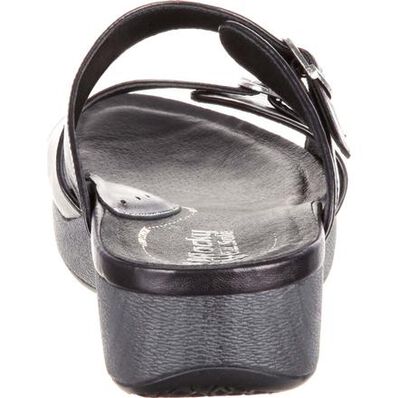 4EurSole Golden Day Women's Black Leather Slide, , large