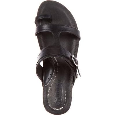 4EurSole Cool Walk Women's Toe Ring Black Flat Sandal, , large