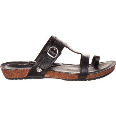 4EurSole Cool Walk Women's Toe Ring Black Flat Sandal, , large