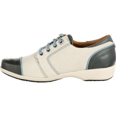 4EurSole Rococo Women's Blue and Cream Low Wedge Lacer Shoe, , large