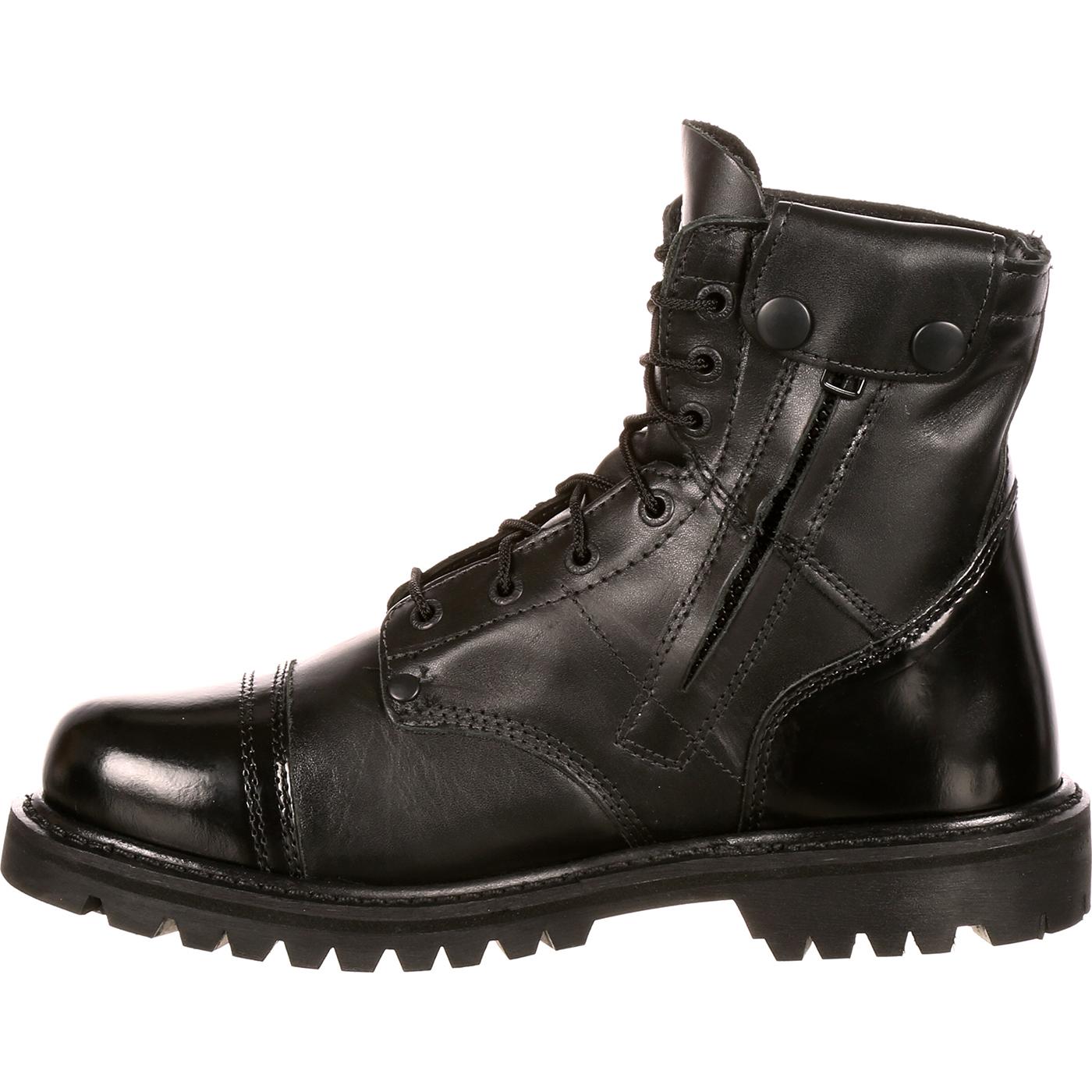 Rocky Duty Boots: Men's Black Side Zipper 7-Inch Jump Boot